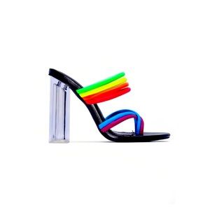 Strappy Multicolored Clear Heel
